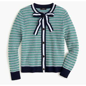New J Crew Size S Sophia Ribbon Cardigan w/grosgrain ribbon metal buttons